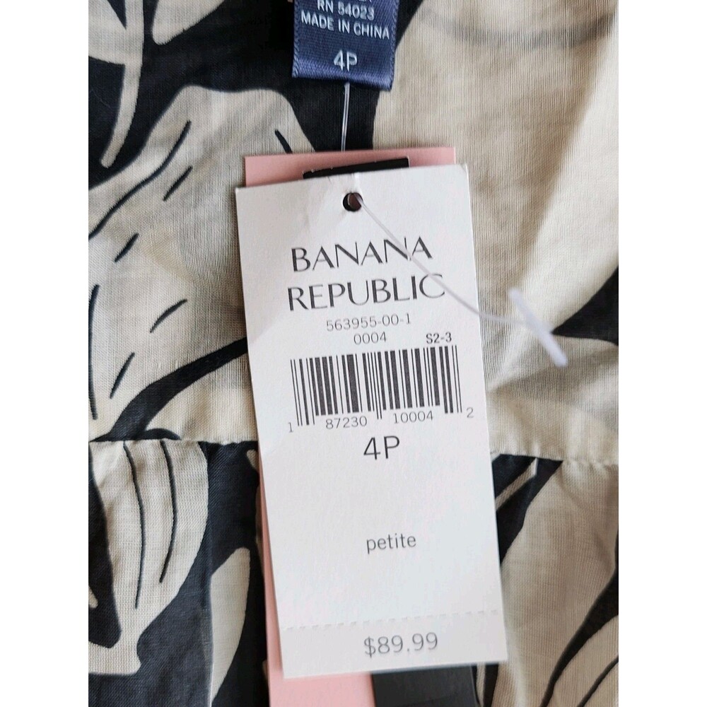 Banana Republic NWT Silk Blend Wrap Black & White Floral Dress Sz 4p MSRP $89 - Picture 11 of 12